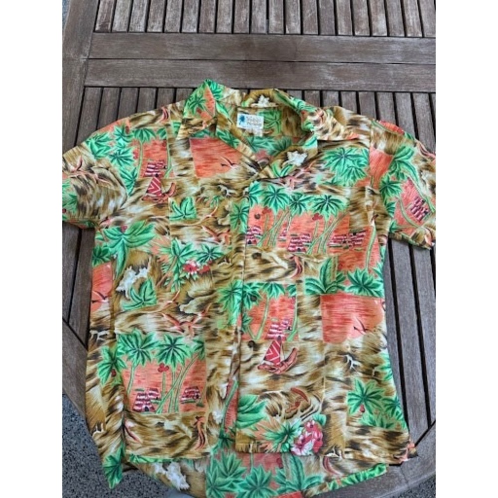 Vintage 1970s Waikiki Holiday Tropical Hawaiian Aloha Shirt 100% Poly Korea XL